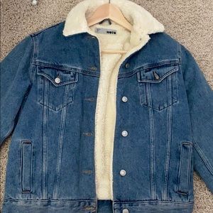 Top shop fleece jean jacket